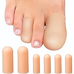 Soft Gel Toe Caps with Healing Coconut Oil - 6 Reusable Small & Big Toe Protectors for Ingrown or Missing Toenails, Corns, Calluses & Blister Relief