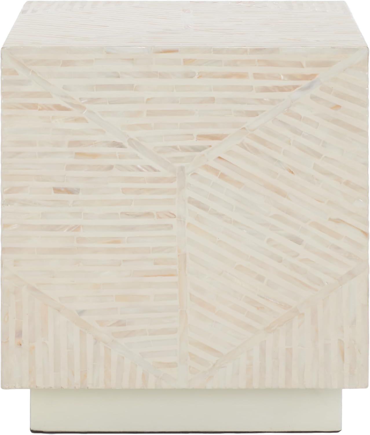 SAFAVIEH Home Collection Kiely Champagne Faux Mother of Pearl Accent Table Square Stool (Fully Assembled)