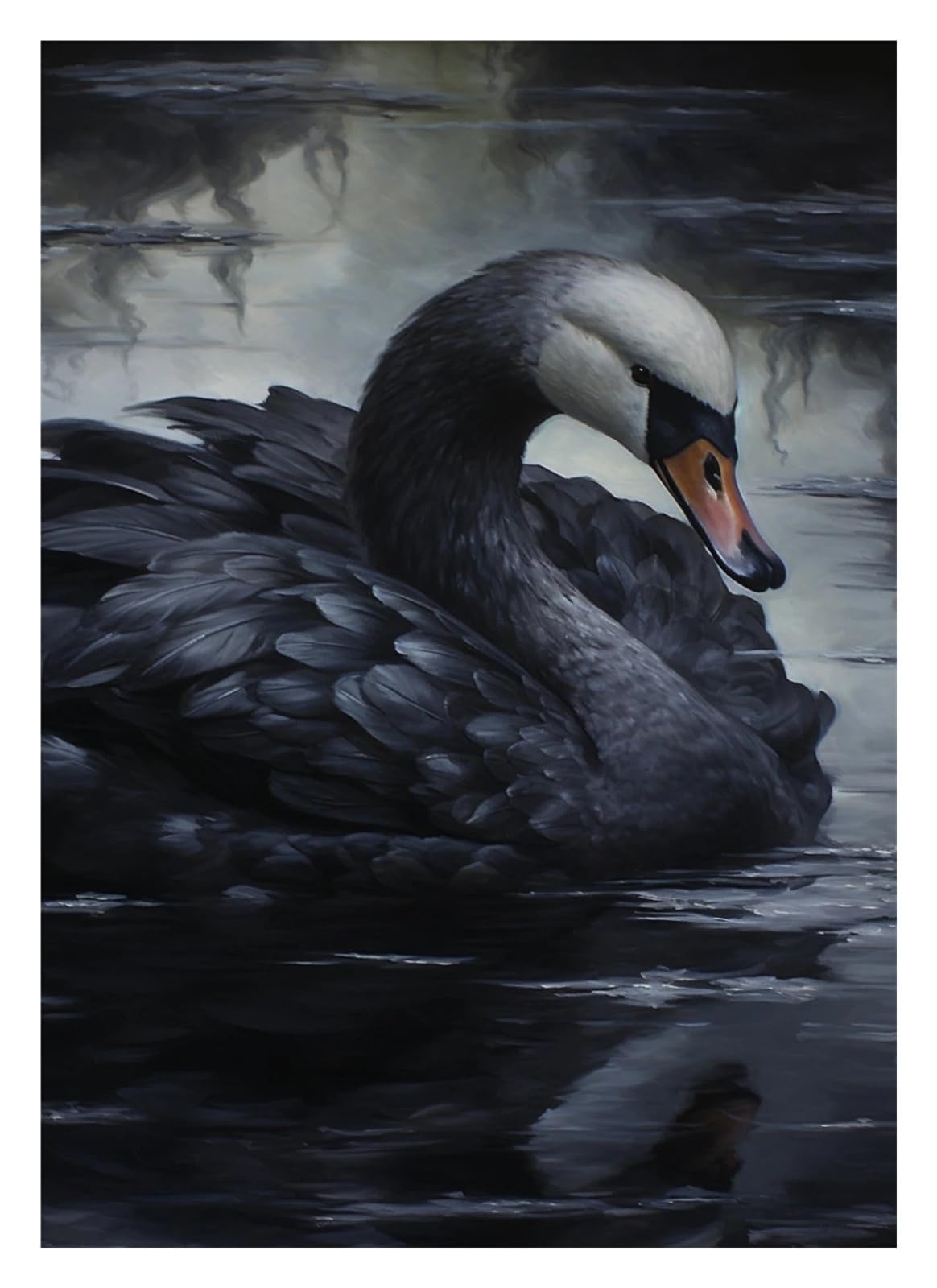 Affiche vintage pour masquer un mur vide avec cette peinture sur toile cygne de salon