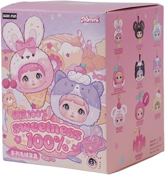 MINISO Nommi Nuomier Sweetness 100% Series Plush Blind Box Keychain with 3 Changeable Eye Expressions, Cute Head-Only Collectible Charm for Bag & Keys, Random Style Single Box
