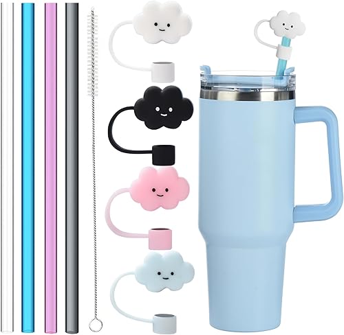 NINU Paquete de 8 popotes y fundas de repuesto para vasos Stanley de 40 onzas, 30 onzas y 20 onzas, jarra de medio galón, popotes de plástico disponible en Yaxa El Salvador