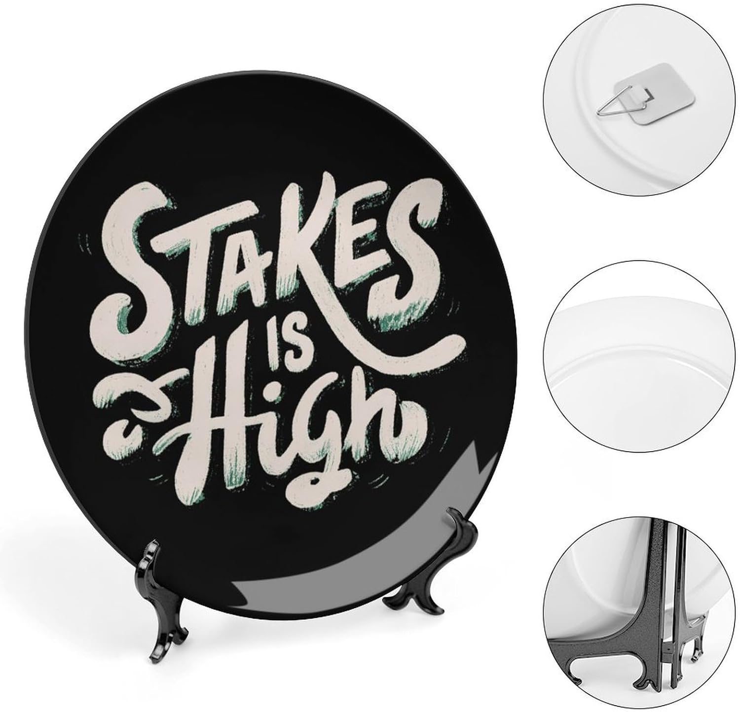 Stakes Is High Decorative Plates for Display Ceramic Plate Tray with Stand Hanger Home Decor
