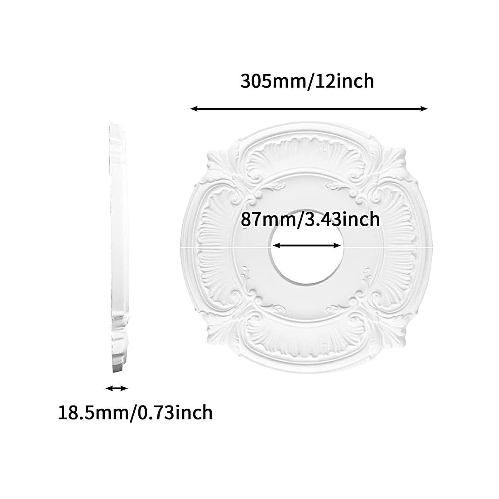 Stuckrosette Deckenrosette 30cm Weiß Aus PU Wasserfest – Runde Deckendekor Lamellenabdeckung Für Pendelleuchten & Deckenventilatoren Für Innenarchitekten & Hotelrenovierung