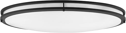 Sunlite 49095-SU - Lámpara de techo LED ovalada de 32 pulgadas, 3000 K, blanco cálido, regulable, 2650 lúmenes, 35 vatios, negro mate