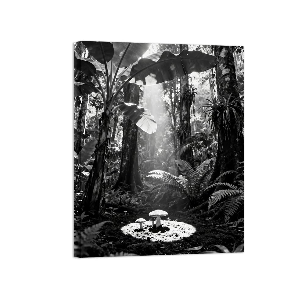 Black White Landscape Wall Art. Rainforest. Picture 90x117cm Unframed