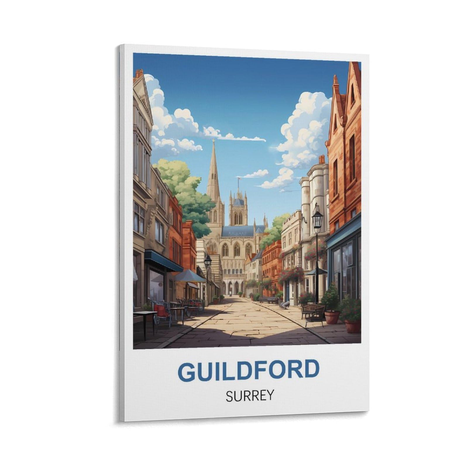 Jyicuncho Frame-Style Guildford Surrey Vintage Travel Posters 12X18inch(30X45cm) Canvas Prints Wall Art Paintings Pictures For Living Room Bedroom Wall Decor