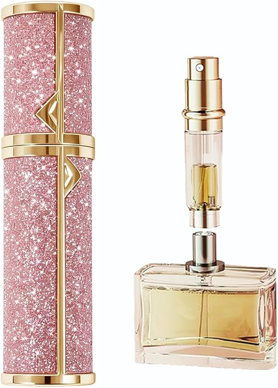 Frasco borrifador recarregável para perfume SAWOHO 5 mL, corpo rosa Diamond pink, com adaptador reserva