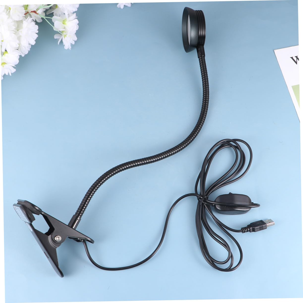 NUOBESTY Lampada da Lettura LED Ricaricabile USB Clip Flessibile e Luce Ultra Luminosa, Lampada da Comodino in Metallo Nera per Leggere a Letto o Campeggio