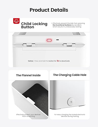 Miniatura 7 de Vaydeer Caja de bloqueo temporizada de metal, caja de bloqueo de tiempo con bloqueo para niños y pantalla LED, una vez bloqueada y sin anulación,