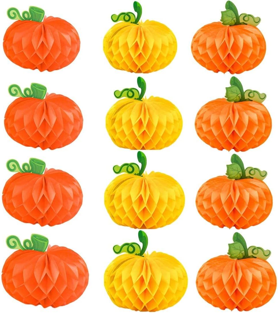 ハニカムボール カボチャ ハロウィン 飾り付け ペーパー パンプキン ハロウィン飾り 3色12点セット