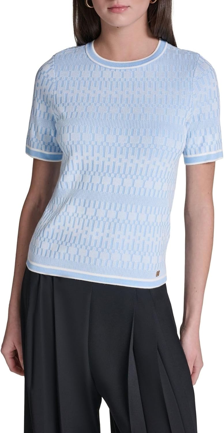 Halston Women's Textured Half Sleeve Sweater