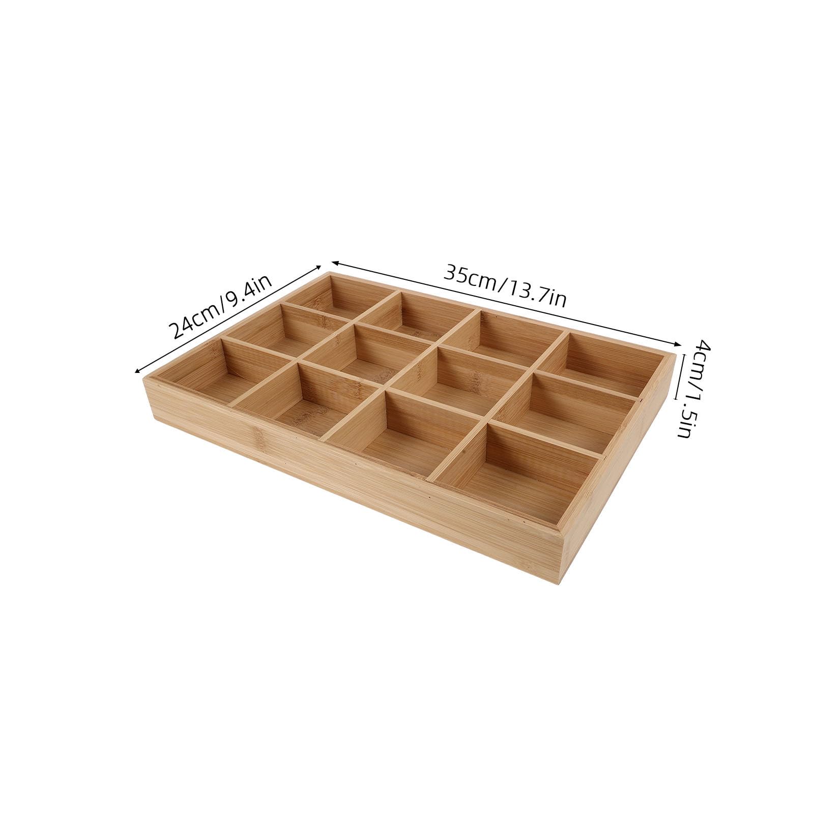 Cabilock Caja Organizadora de Bambú con 12 Compartimentos para Ropa Interior y Calcetines, Separador Sanitario para Armarios y Organización de Dormitorio