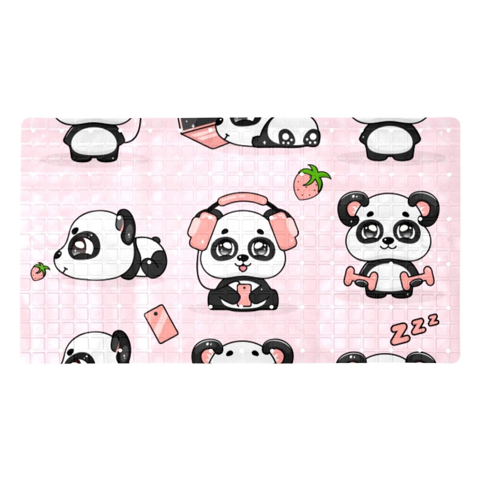 Rutschfeste Badematten mit niedlichem Panda-Motiv, für Badezimmer, rechteckige Badewanne, maschinenwaschbar, 39 x 70 cm