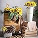 HEBE 2 Pack Artificial Sunflower Bouquet Silk Fake Sun Flowers Arrangement Artificial Sunflower Decor Sunflower with Stems Leaves for Summer Bridal Wedding Bouquet Kitchen Home Decor