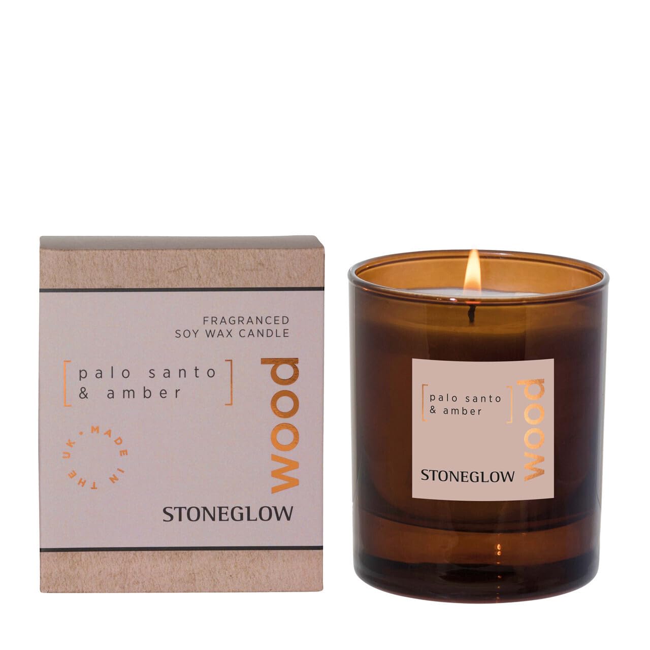 Stoneglow Brown Elements Collection - Wood - Palo Santo & Amber 160 Grams Scented Candle