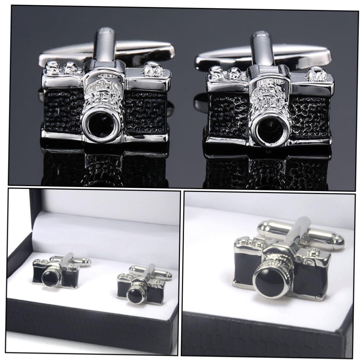 Healeved Manschettenknöpfe für Herren im Kamera Design mit Geschenkbox Dekorative Cuff Studs für Formelle und Lässige Anlässe Verarbeitet und Langlebig