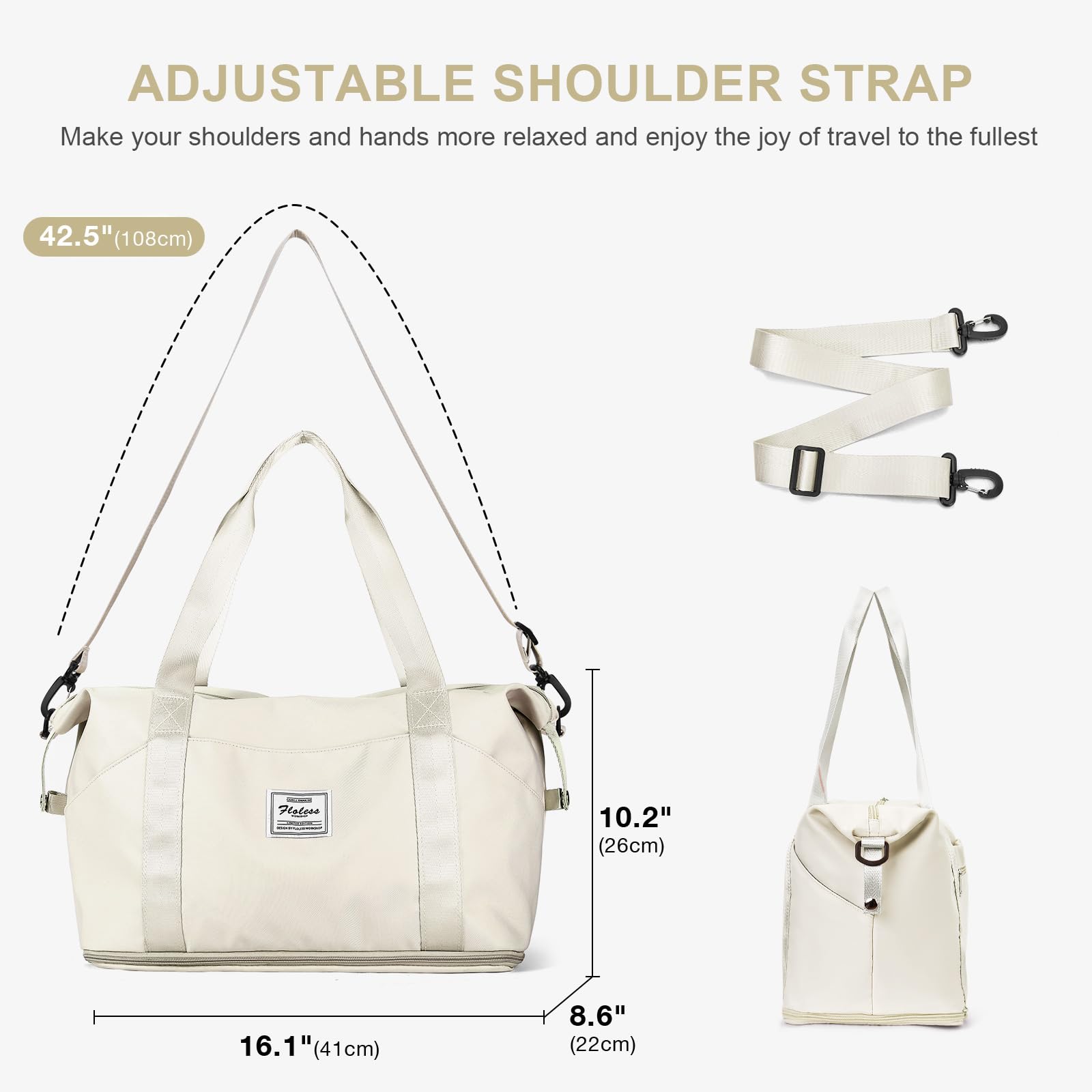 40x20x25 Ryanair Borsa da Viaggio Bagaglio a Mano Borsone da Viaggio Espandibile Borsa Palestra Borsone Palestra Valigia Borsa da Weekend Borsone Valigia Borsa a Mano,J7-Bianco