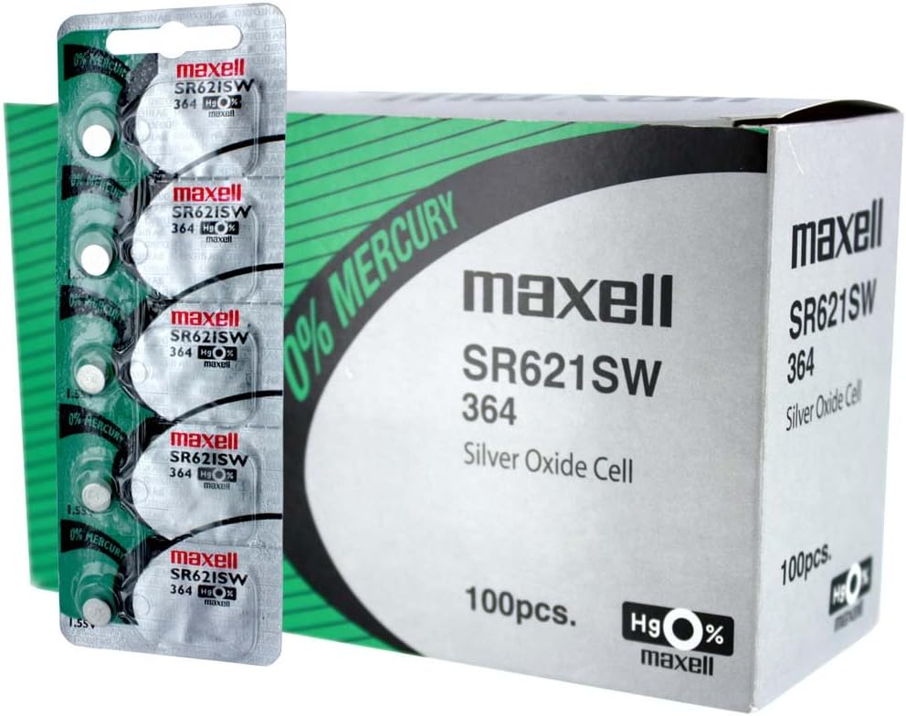 100 pcs Maxell SR621SW SR60 SG1 364 Silver Oxide Watch Battery