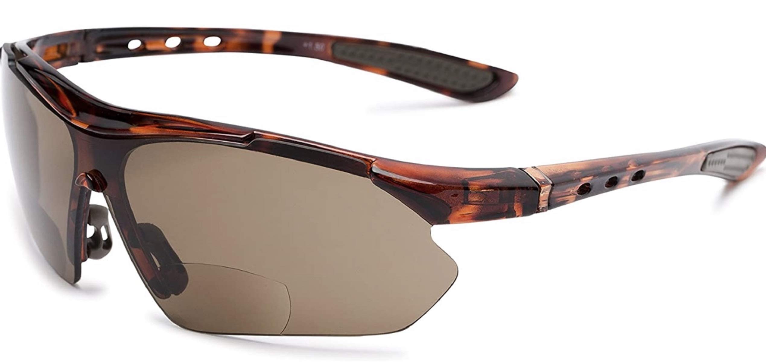 Incredible Bargains The San Fran Half Frame Bifocal Sun Reader Reading Glasses, Plastic Sport and Wrap-Around Sunglasses for Men and Women + 2.50 Tortoise With Amber