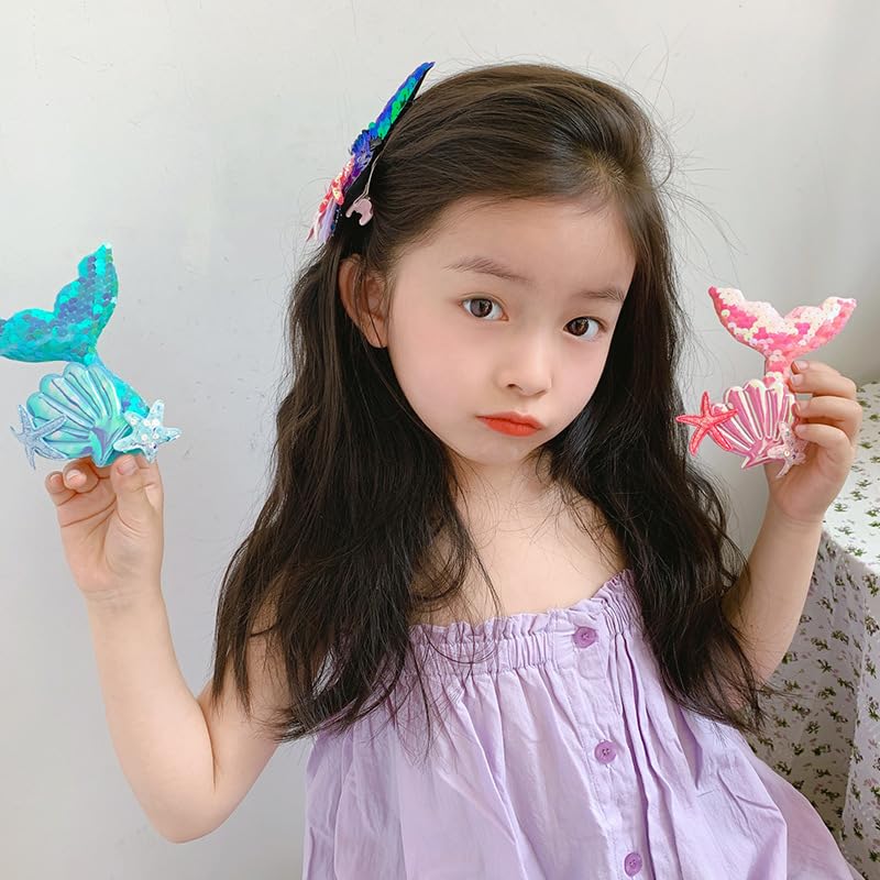 Miniatura 2 de Pinzas para el pelo de cola de sirena para niñas, pinzas para el pelo de cola de pez, pasadores de pelo de sirena con purpurina, horquillas de