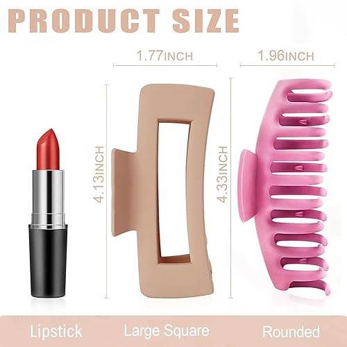 Miniatura 3 de TOCESS - Pinza de pelo grande, 4.0 in, antideslizante, para mujeres y niñas, pelo fino, pinzas para el pelo grueso y resistente, 4 colores