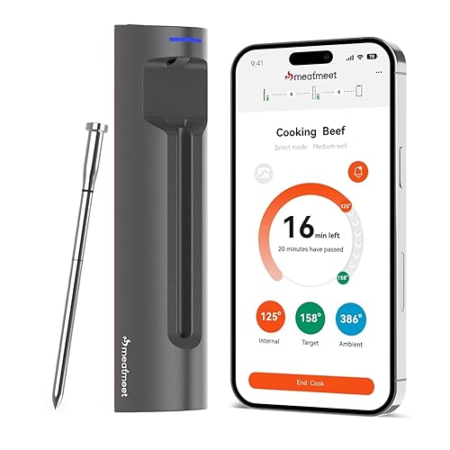 S Pro - Termómetro inalámbrico para carne, termómetro Bluetooth, termómetro digital inteligente inalámbrico para carne con control de aplicación,