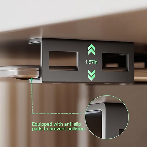 Miniatura 4 de Soporte de almacenamiento para portátil debajo del escritorio, soporte de metal para dispositivos debajo del escritorio con silicona antiarañazos,