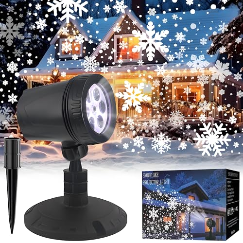 Image of LILNIAGY Christmas Decorations Outdoor Christmas Projector Lights Snowflake Projector, IP65 Waterproof & Adjustable Christmas Lights for Outdoor Christmas Decorations Home Party Garden Xmas Decor