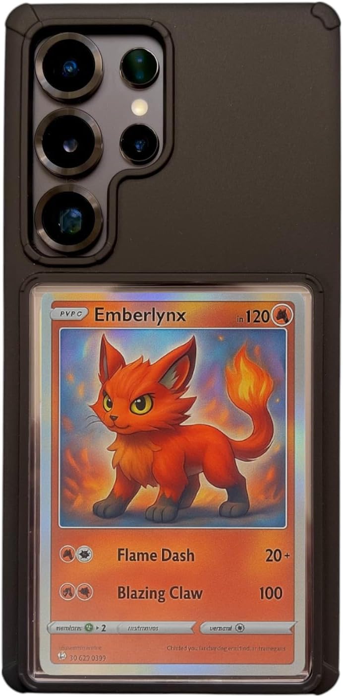 Trading Card Phone Case Display fits Samsung Galaxy S25 Ultra, S25 Plus, S24 Ultra, S23 Ultra | Compatible with All TCG, Trading Cards, Sports, One Piece, Magic MTG, etc (for S23 Ultra) Black