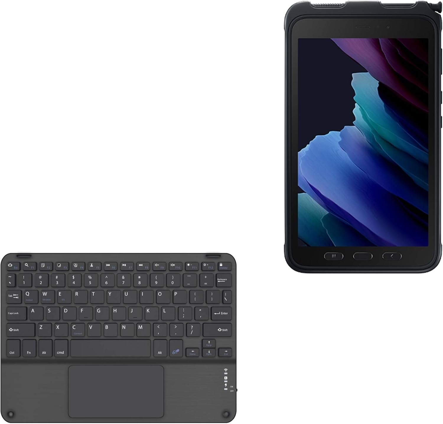 BoxWave Keyboard Compatible with Samsung Galaxy Tab Active 3 - SlimKeys Bluetooth Keyboard with Trackpad, Portable Slim TouchPad - Jet Black