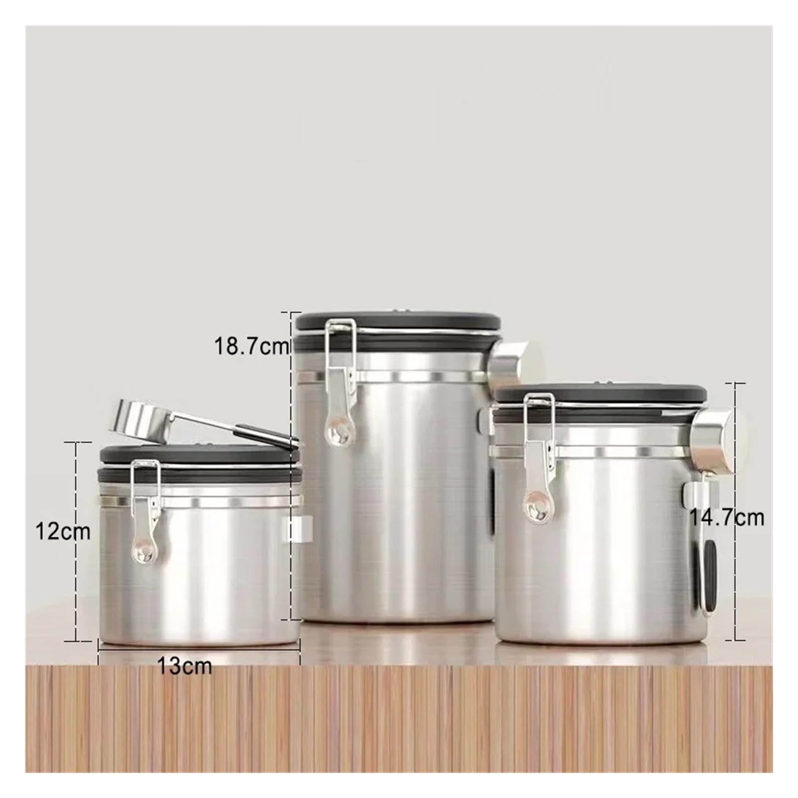 Generisch Kompatibel mit Vakuum-Aufbewahrungsbehältern großer Kapazität for Kaffeebohnen, luftdichter Behälter aus Edelstahl, Getreide, Tee, Nüsse, Frischhaltedose(Silver-1500ML)