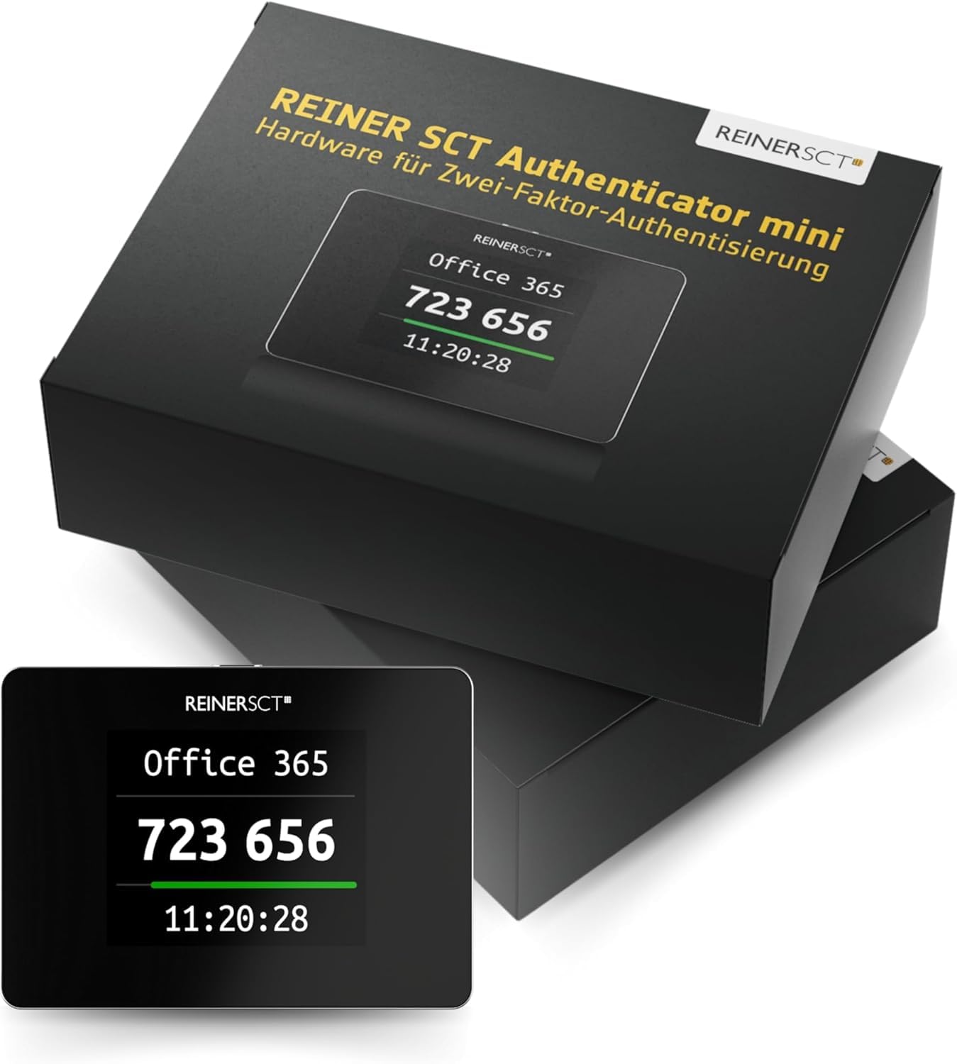 REINER SCT Authenticator mini, TOTP generator for two-factor authentication, compact and portable, security key for secure registration with online services and crypto exchanges