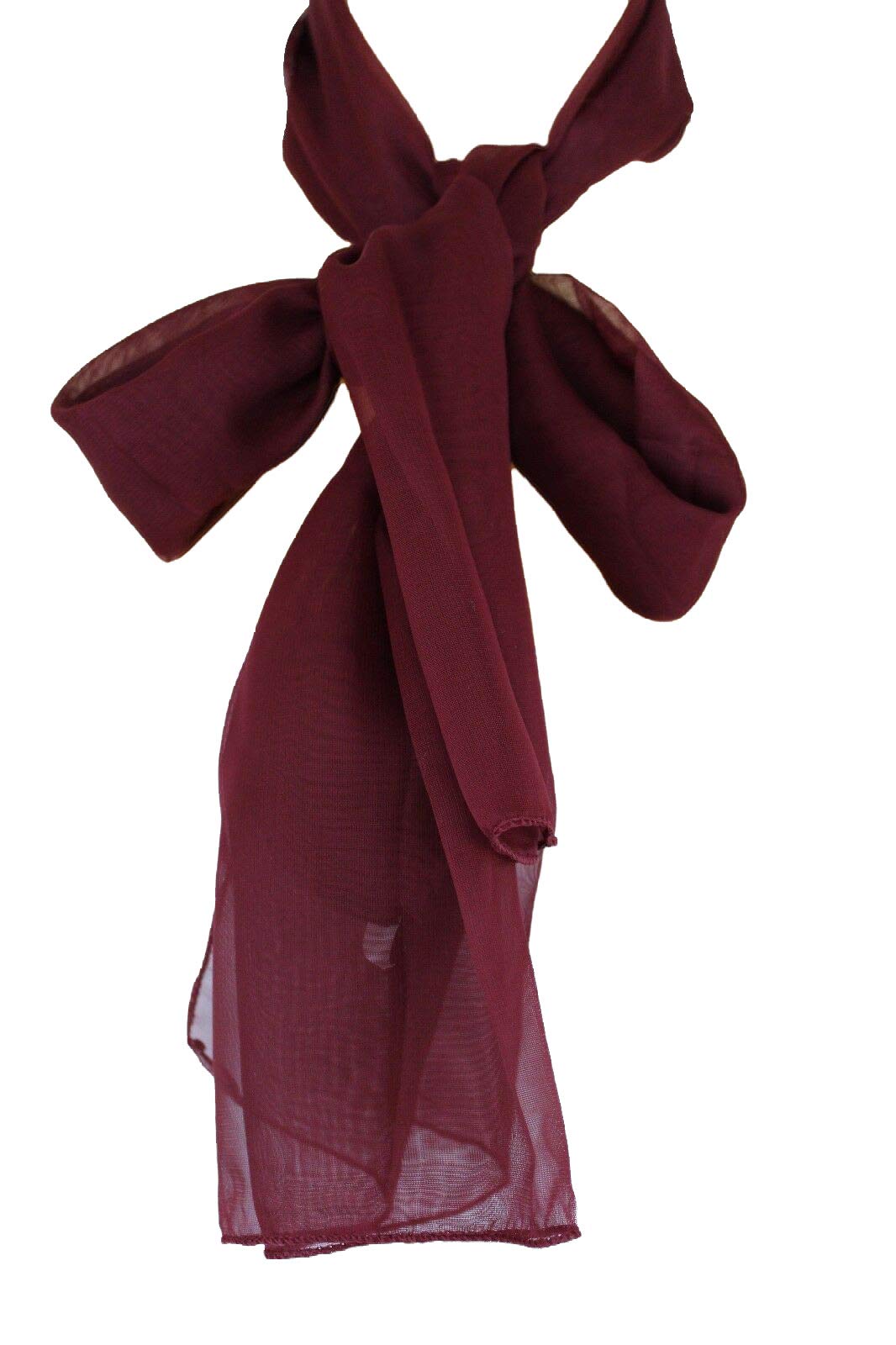 TFJ Women Dark Red Wine Necklace Scarf Soft Fabric Burgundy Color Classic Look