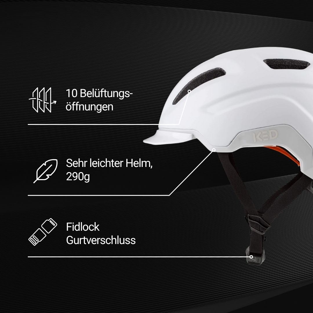 KED Pedalon Fahrradhelm Erwachsene – In-Mold E-Bike Helm Mit FIDLOCK Magnetverschluss, LED-Rücklicht, Insektenschutznetz Und 4TEX Rotationsschutz
