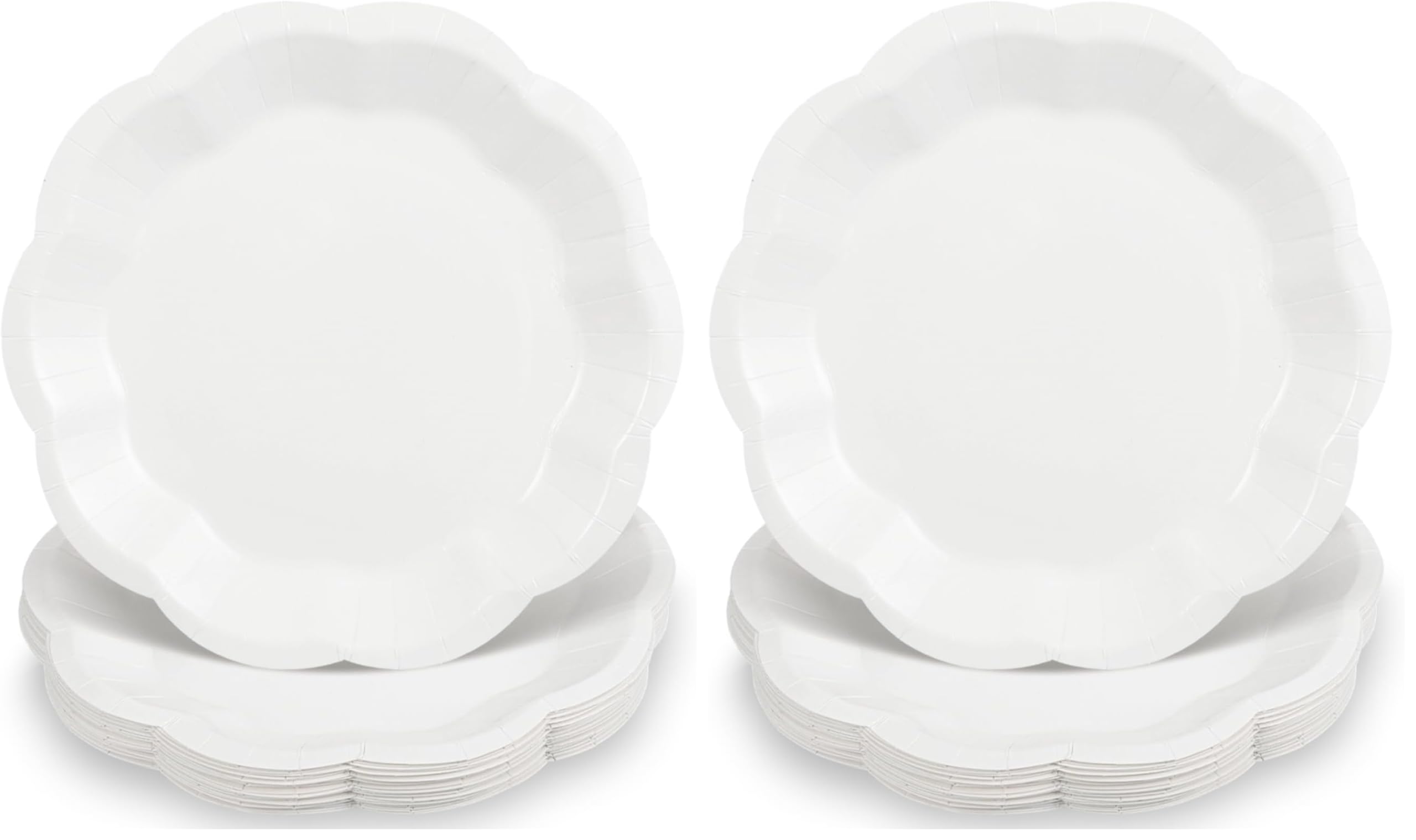 NatNarr 30 Pcs White Paper Plates, 9 Inch Scalloped Paper Plates Disposable Dinner Plate Dessert Cake Plate Party Supplies for Wedding Bridal Baby Shower Birthday (Pack of 2)