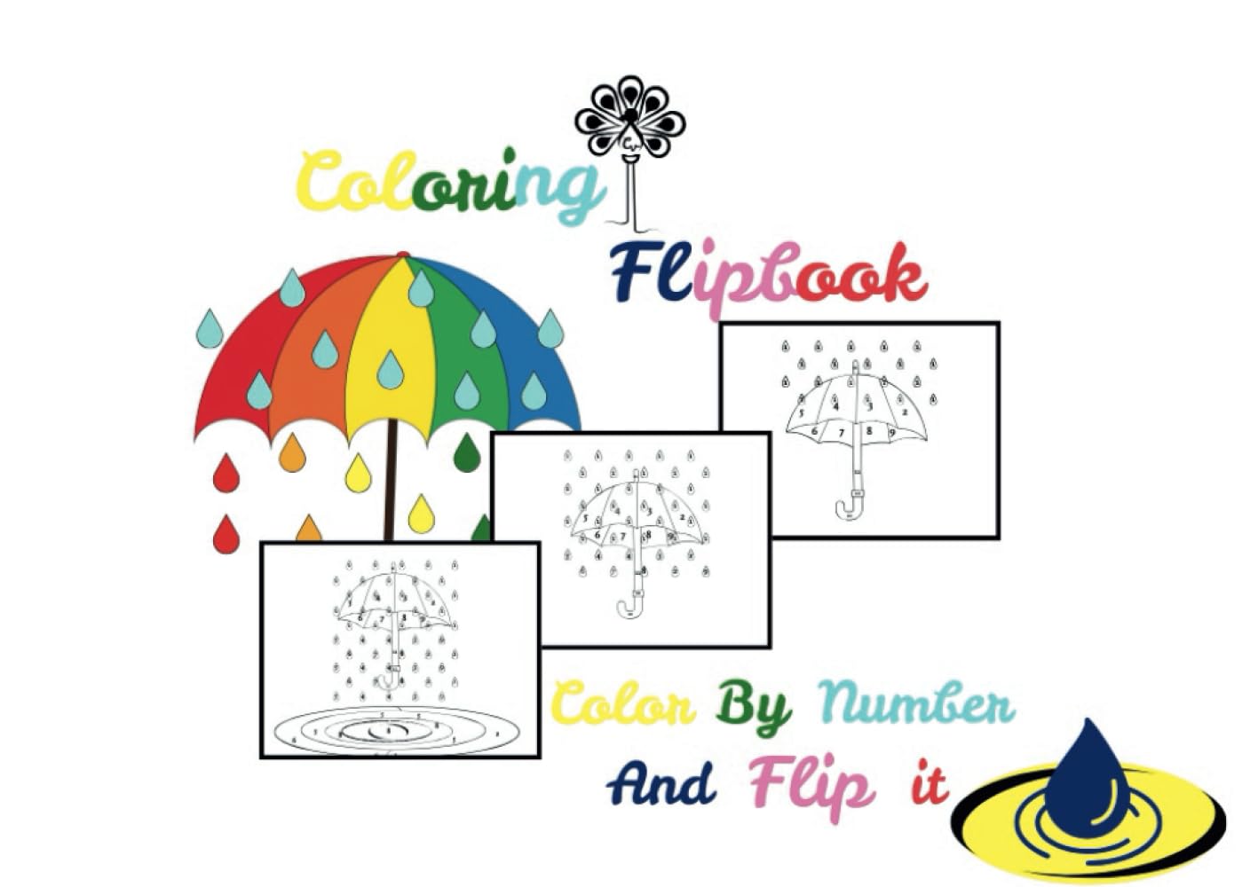 Coloring Flipbook - UMBRELLA ILLUSION: Bold and Easy, Umbrella illusion, Coloring flipbook