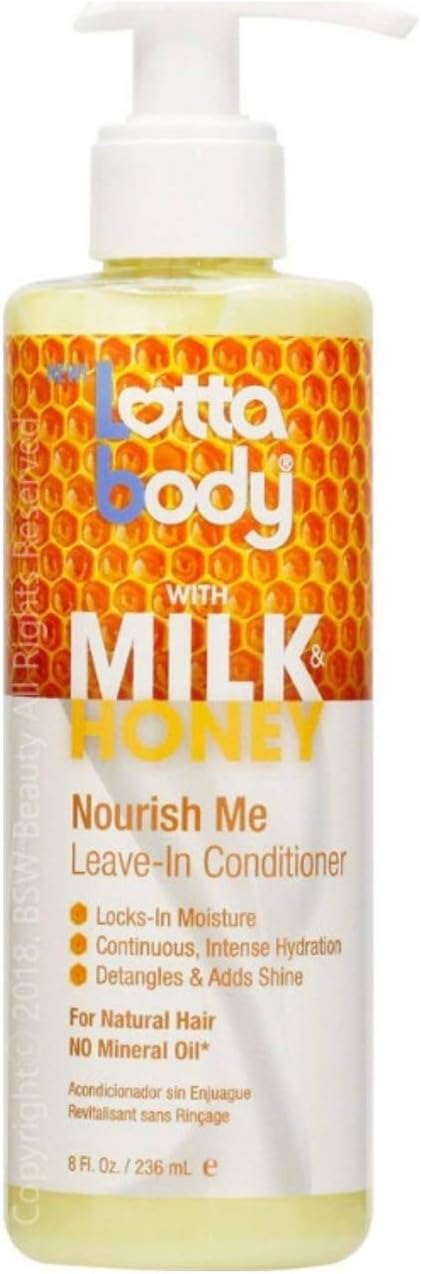 Lotta Body Nourish Me Leave In Conditioner, Milk & Honey 8 Oz,Pack of 3
