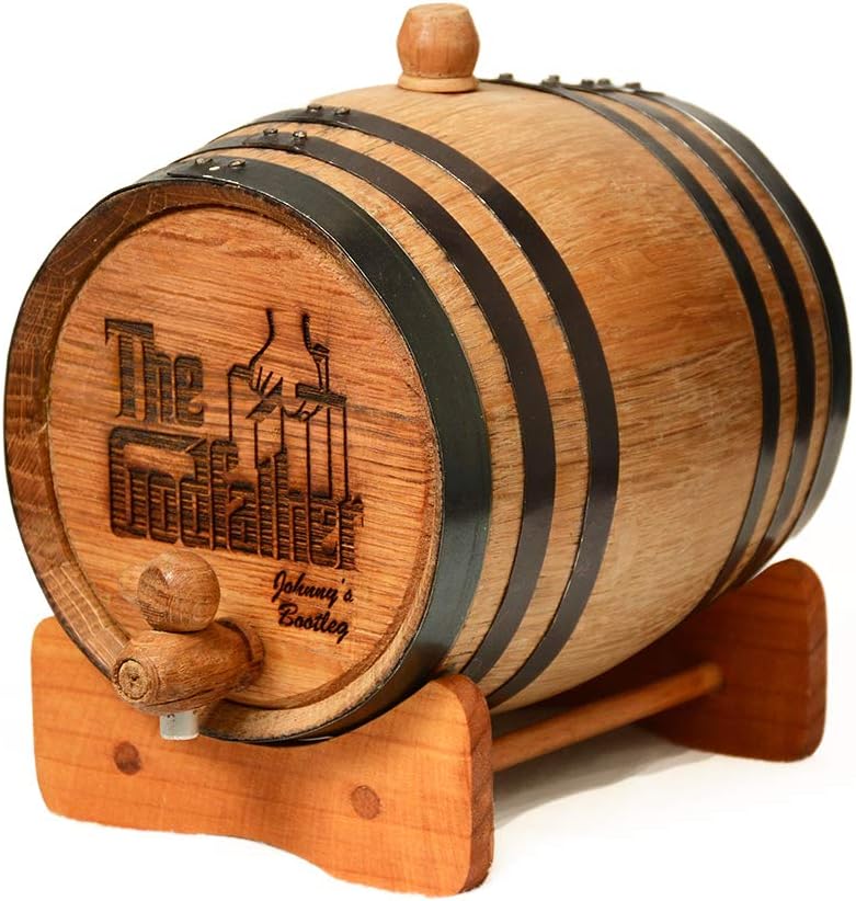 Personalized The Godfather Movie Bootlegger Whiskey Barrel - 2 Liter