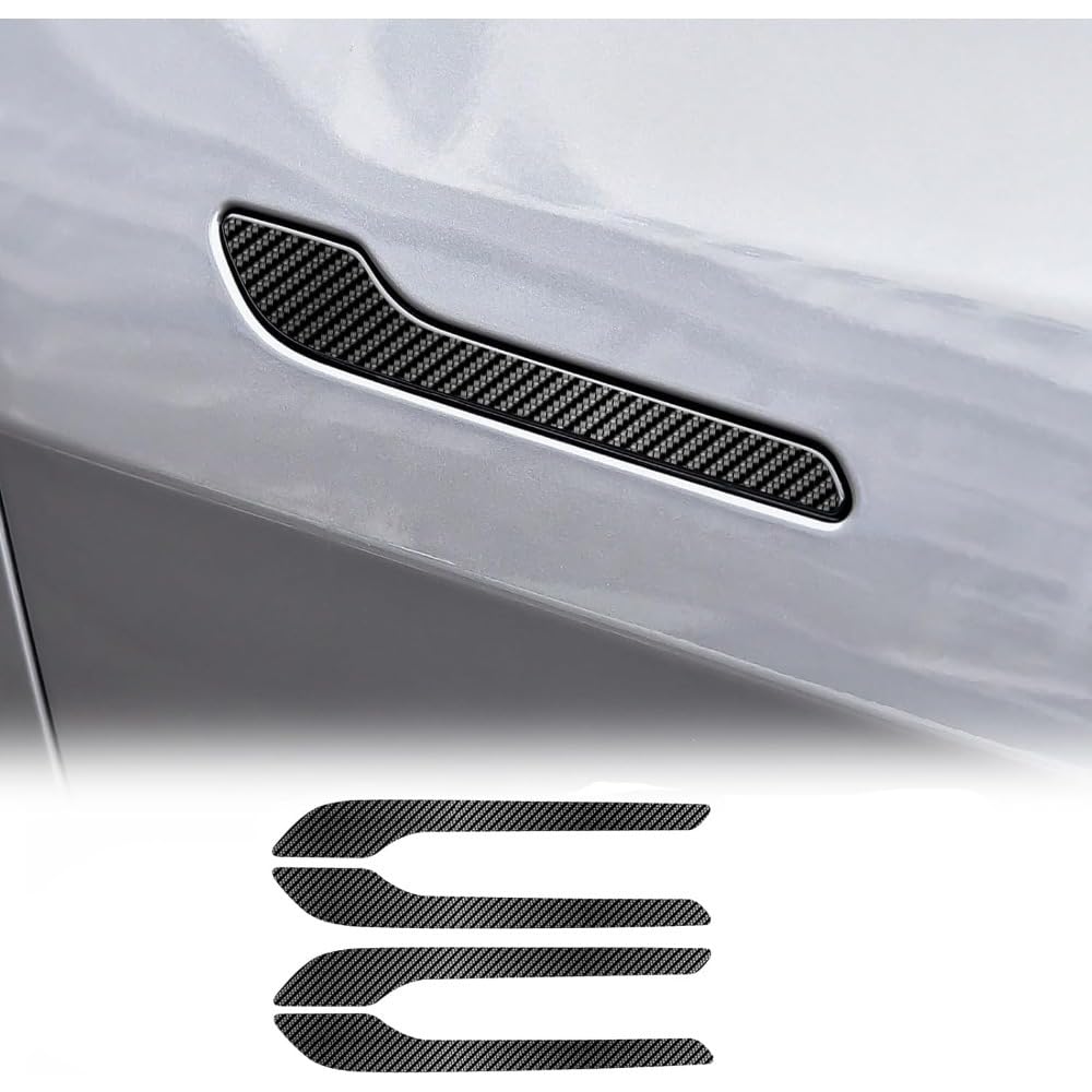 Mauxpiao A Tpu Carbon Fiber Pattern Top Cover For Tesl Model Y Juniper 2025, Decorative Car Door Outer Handle Sticker, Exterior Handle Trim Ccessory Fds/A