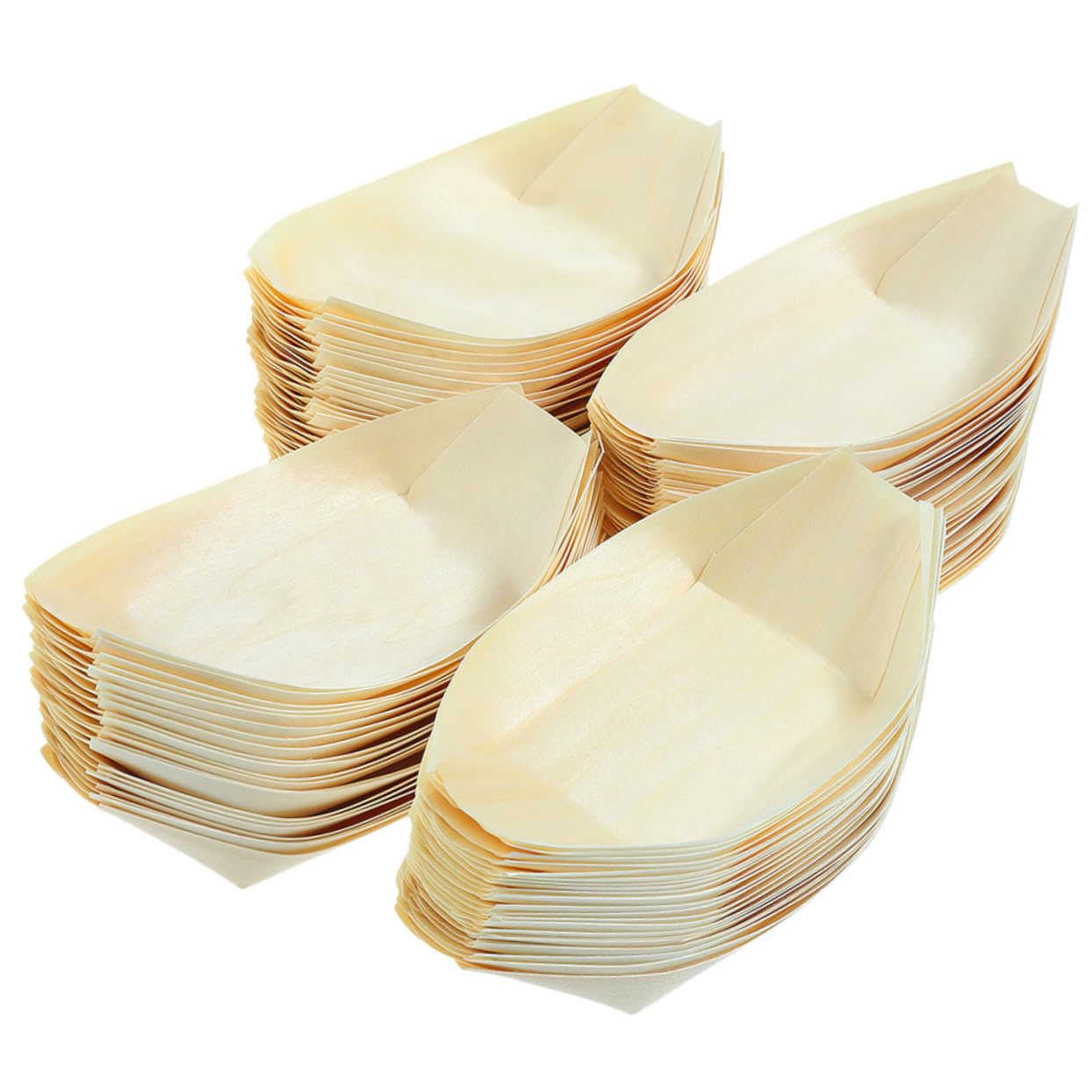 IWOWHERO Pcs Japanese Sushi Plates Wooden Serving Boats Disposable Snack Trays Food Containers for Parties