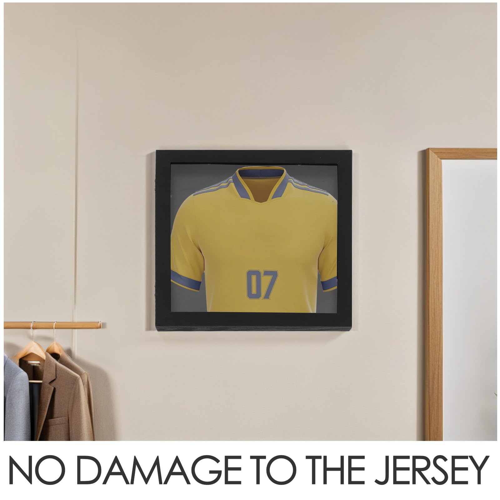 INOOMP Marco de Camiseta de Fútbol Negro de Madera 13x13 para Exhibición