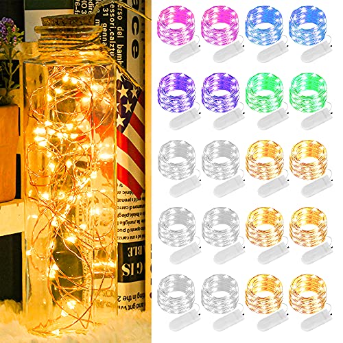 Guirnalda Luces Pilas LED, 2M 20 LEDs Cadena de Luces con Pilas, Alambre de Cobre Guirnaldas Luces, IP67 Impermeable Luces de Cadena, Luces de Hadas para Decoración, Navidad, Boda, Fiesta, Jardín Cover