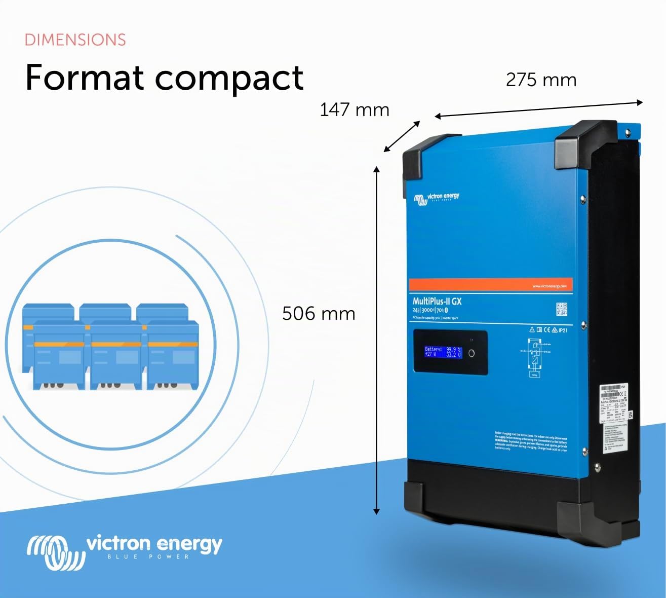 Victron Energy MultiPlus-II GX Chargeur de Batterie 3000 VA 24 Volt 230V Onde sinusodale Pure 70 ampres