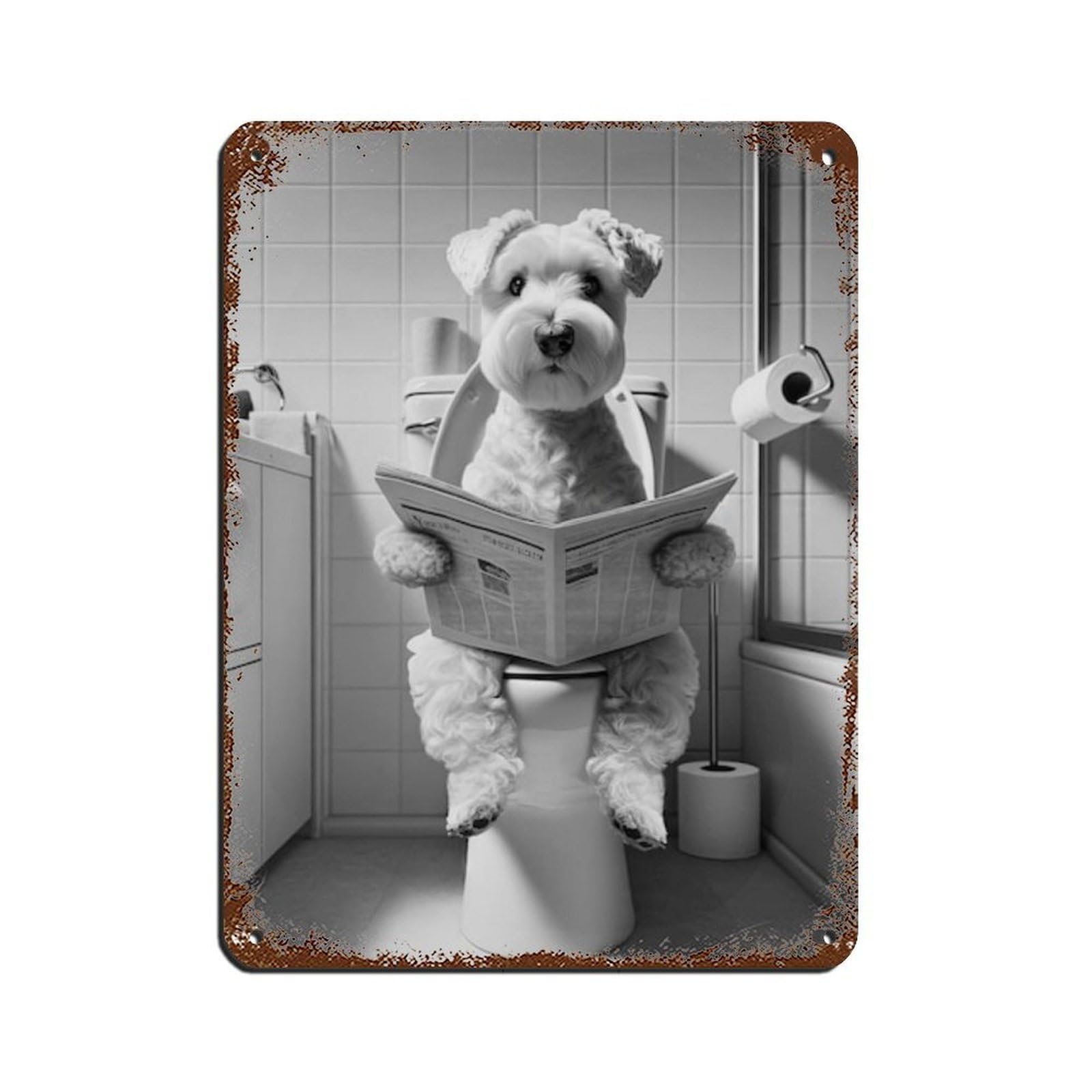 Sealyham Terrier, FunnyBathroomDecor Retro Poster Metal Tin Sign Chic Art Retro Iron Painting Bar People Cave Cafe Family Garage Poster Wall Decoration 12x16inch(30x40cm)