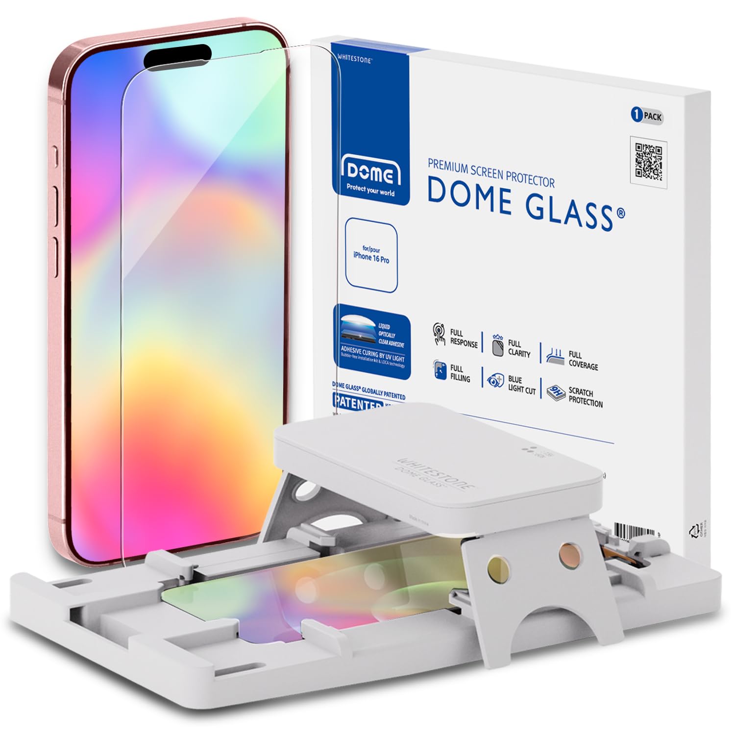DOME GLASS Whitestone Screen Protector for iPhone 16 Series (iPhone 16 Pro)