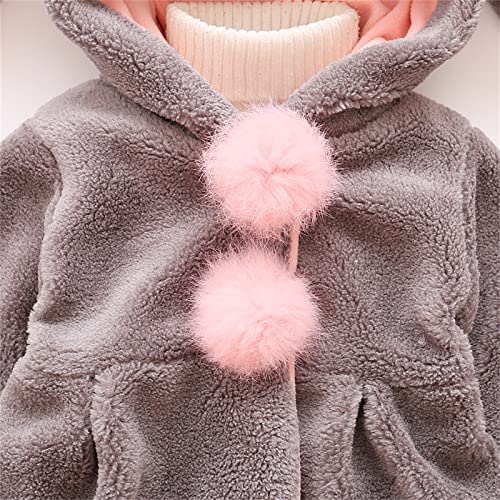 Toddler Girls Fleece Hooded Jacket Long Sleeve Button Down 𝗕unny Ears Outwear Winter Thick Warm Soft Coat2