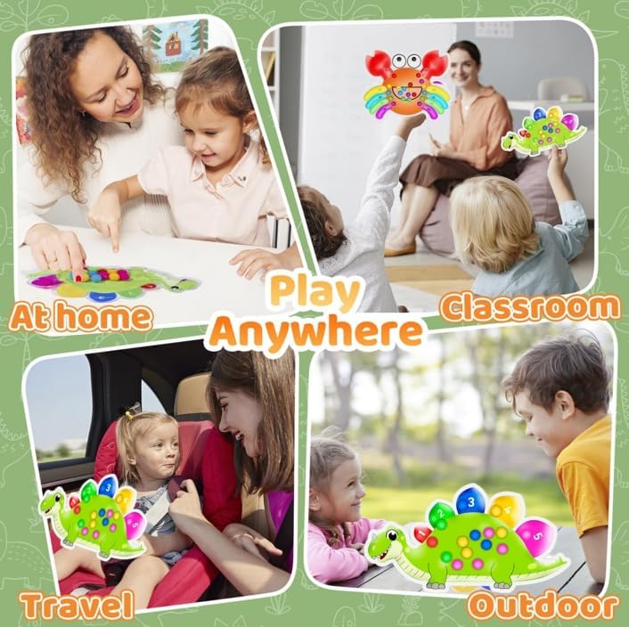 Color Sorting Sensory Toys, Squishy Sensory Toys for Kids with Autism, Montessori Toddler Travel Toy,Calm Down Fidget Toys for Children with Autism and ADHD (Dinosaur+Crab 2PCS) - Image 3