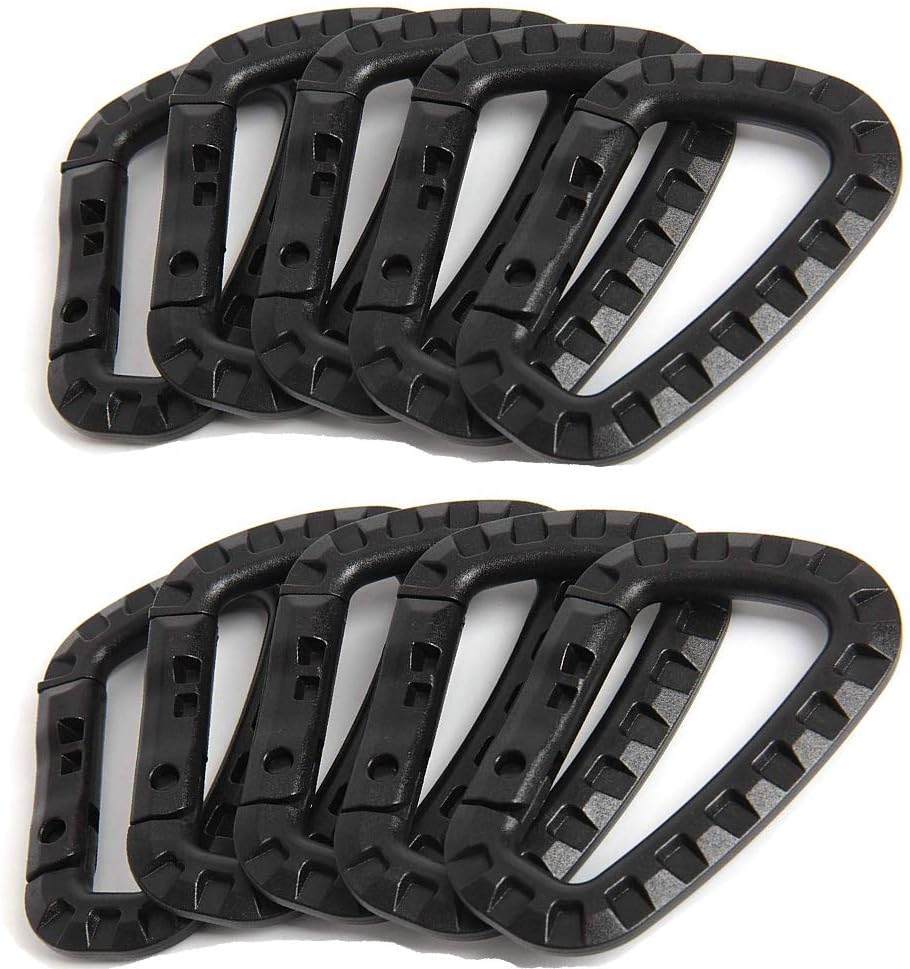 Nxtop Tactical Carabiner Keychain 10 Pack Hard Polymer