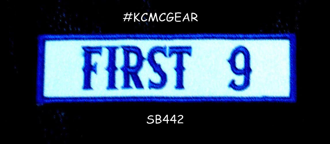 First 9 Blue on White Small Badge Patch for Vest Jacket SB442