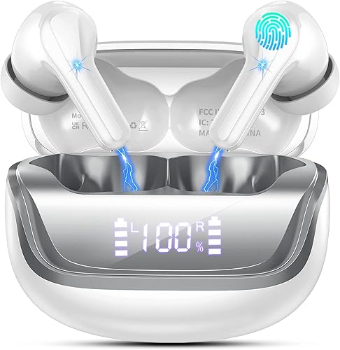 Auriculares inalámbricos, auriculares Bluetooth 5.4 estéreo de graves profundos, auriculares intrauditivos con micrófonos ENC con cancelación de